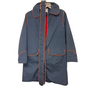 VTG Weather Winky Supak & Sons Coat Navy Trim Red Liner Belt 1960s Mod Retro